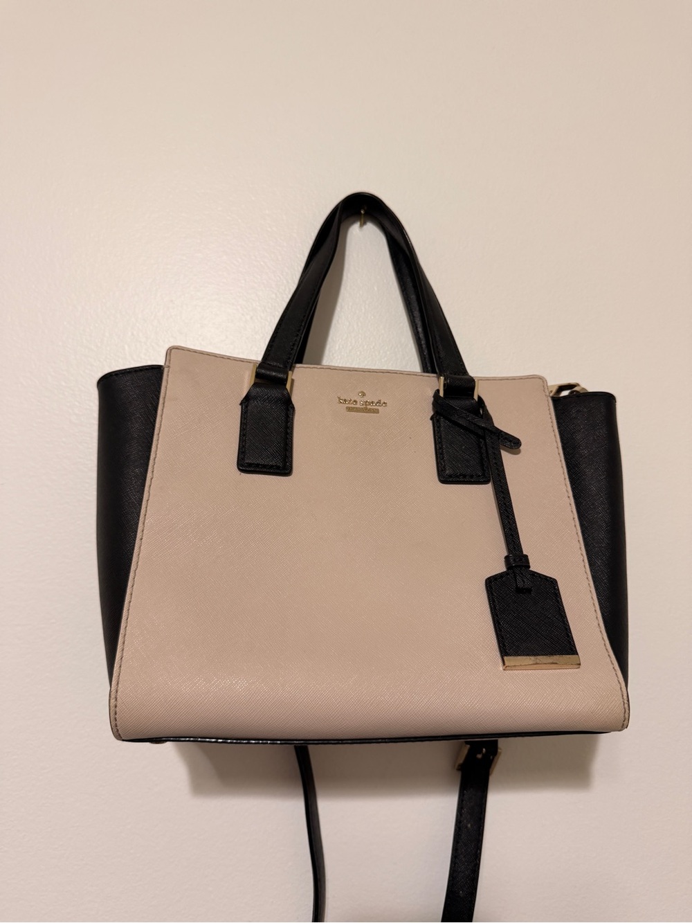 kate spade Beige and Black Leather Satchel